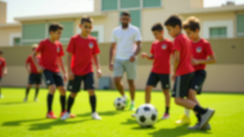 مجموعة من لاعبي الشباب يقومون بتمرين تمرير وتحكم بالكرة تحت إشراف مدرب متخصص