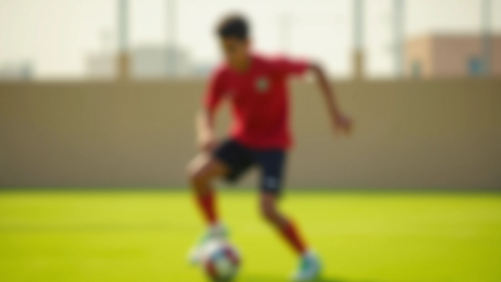 لاعب وسط ناشئ يقف في وسط الملعب مع الكرة تحت سيطرته الكاملة